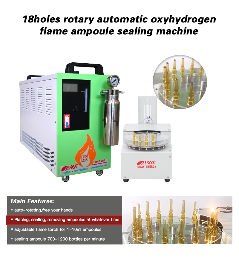 18holes rotary oxyhydrogen flame ampoule sealing machine