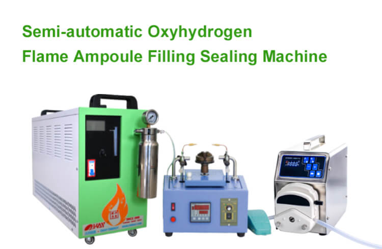 semi-automatic oxyhydrogen flame ampoule filling sealing system